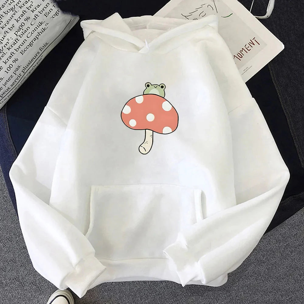 Cute Frog Mushroom Unisex Hoodie-Enchanted peach