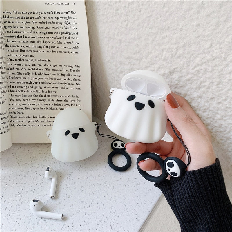 Cute Ghost Airpods Case (1&2)-Enchanted peach