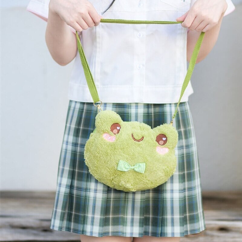 Cute Green Frog Shoulder Bag-Enchanted peach