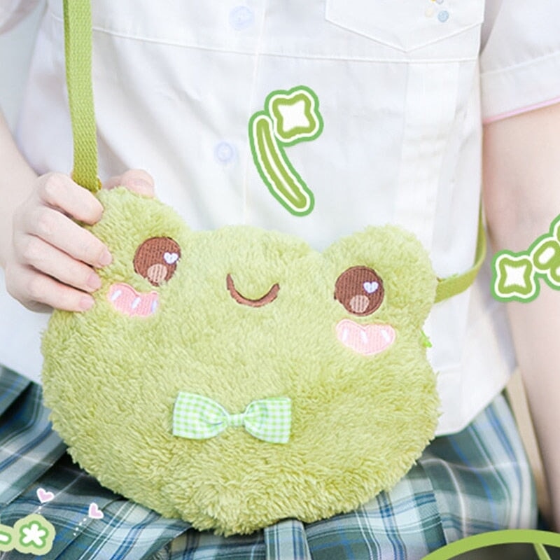 Cute Green Frog Shoulder Bag-Enchanted peach