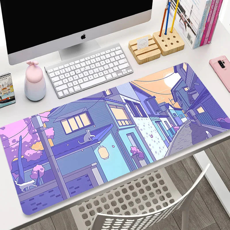 Cute Japanese-themed Cat Large Mouse Pad Collection 1-Enchanted peach