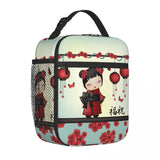 Cute Japanese-themed Kimono Kokeshi Doll Lunch Boxes-Enchanted peach