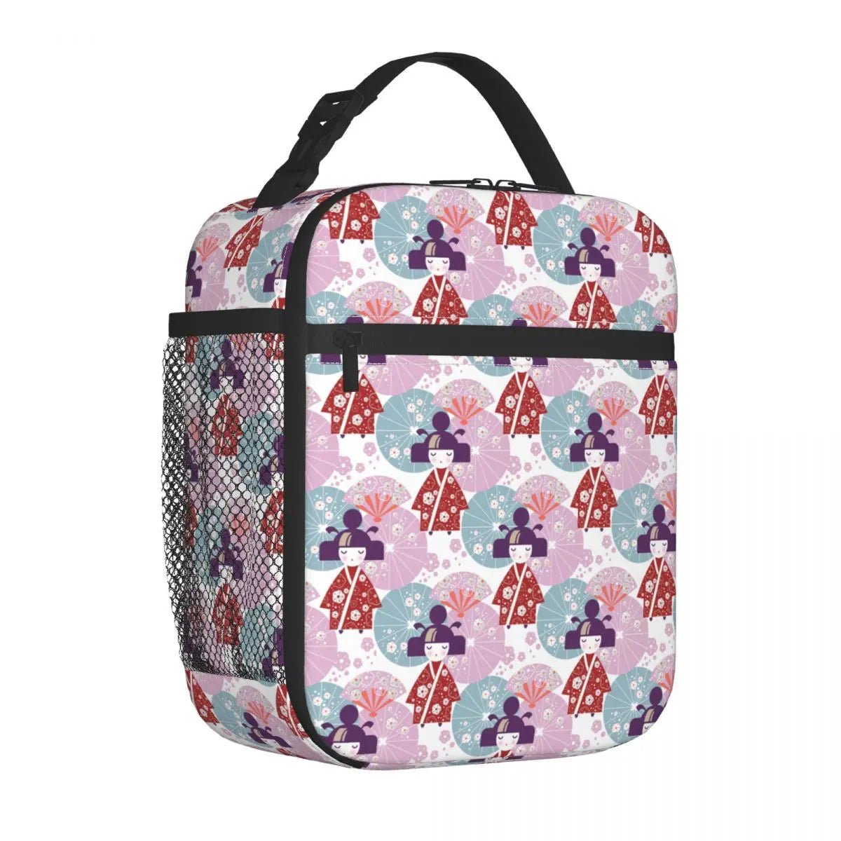 Cute Japanese-themed Kimono Kokeshi Doll Lunch Boxes-Enchanted peach