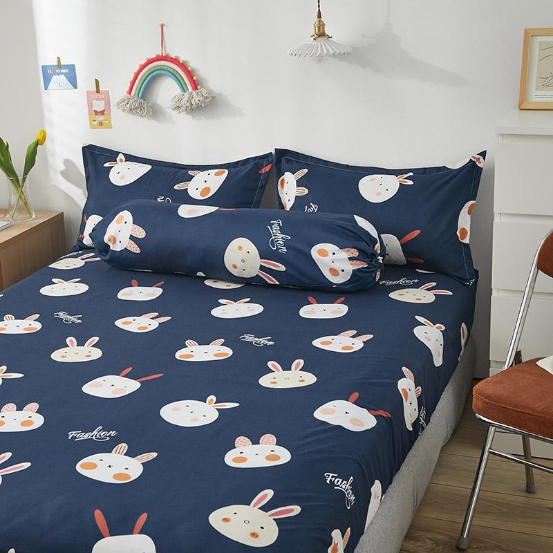 Cute Navy Blue Bunny Fitted Bedsheet - Limited Stock-Enchanted peach