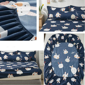 Cute Navy Blue Bunny Fitted Bedsheet - Limited Stock-Enchanted peach