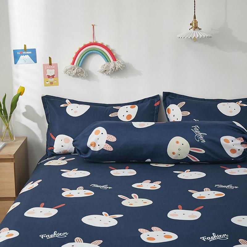 Cute Navy Blue Bunny Fitted Bedsheet - Limited Stock-Enchanted peach