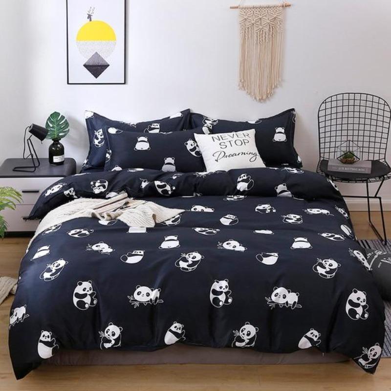 Cute Panda Bedding Set-Enchanted peach