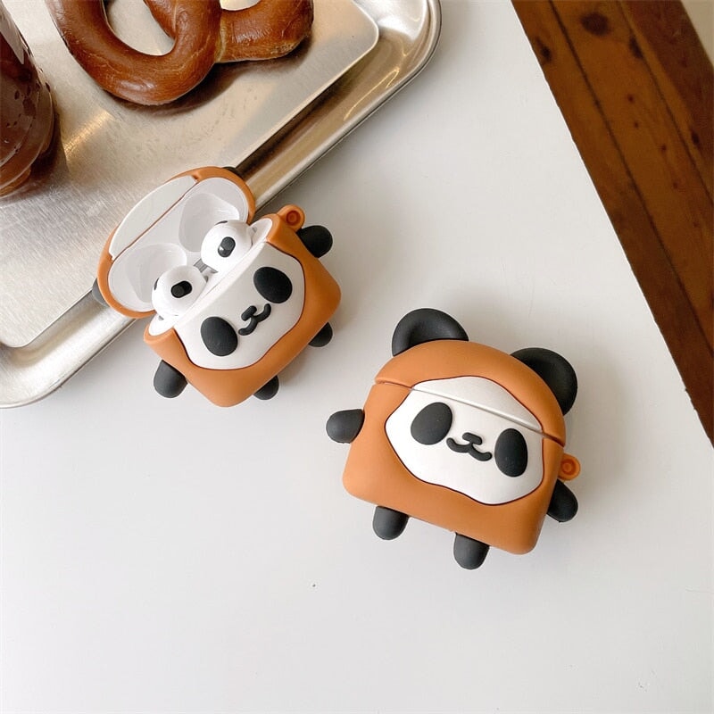 Cute Panda Biscuit Airpods Case (1&2&3&Pro)-Enchanted peach