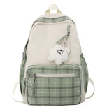 Cute Plaid Two-Tone Pastel Backpack-Enchanted peach