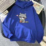 Cute Raccoon Drinking Bubble Milk Tea Unisex Hoodie-Enchanted peach