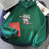 Cute Raccoon Drinking Bubble Milk Tea Unisex Hoodie-Enchanted peach