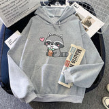 Cute Raccoon Drinking Bubble Milk Tea Unisex Hoodie-Enchanted peach