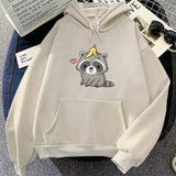 Cute Raccoon with Banana Unisex Hoodie-Enchanted peach