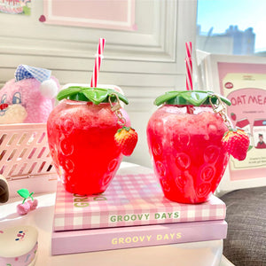 Cute Strawberry Cup with Straw-Enchanted peach