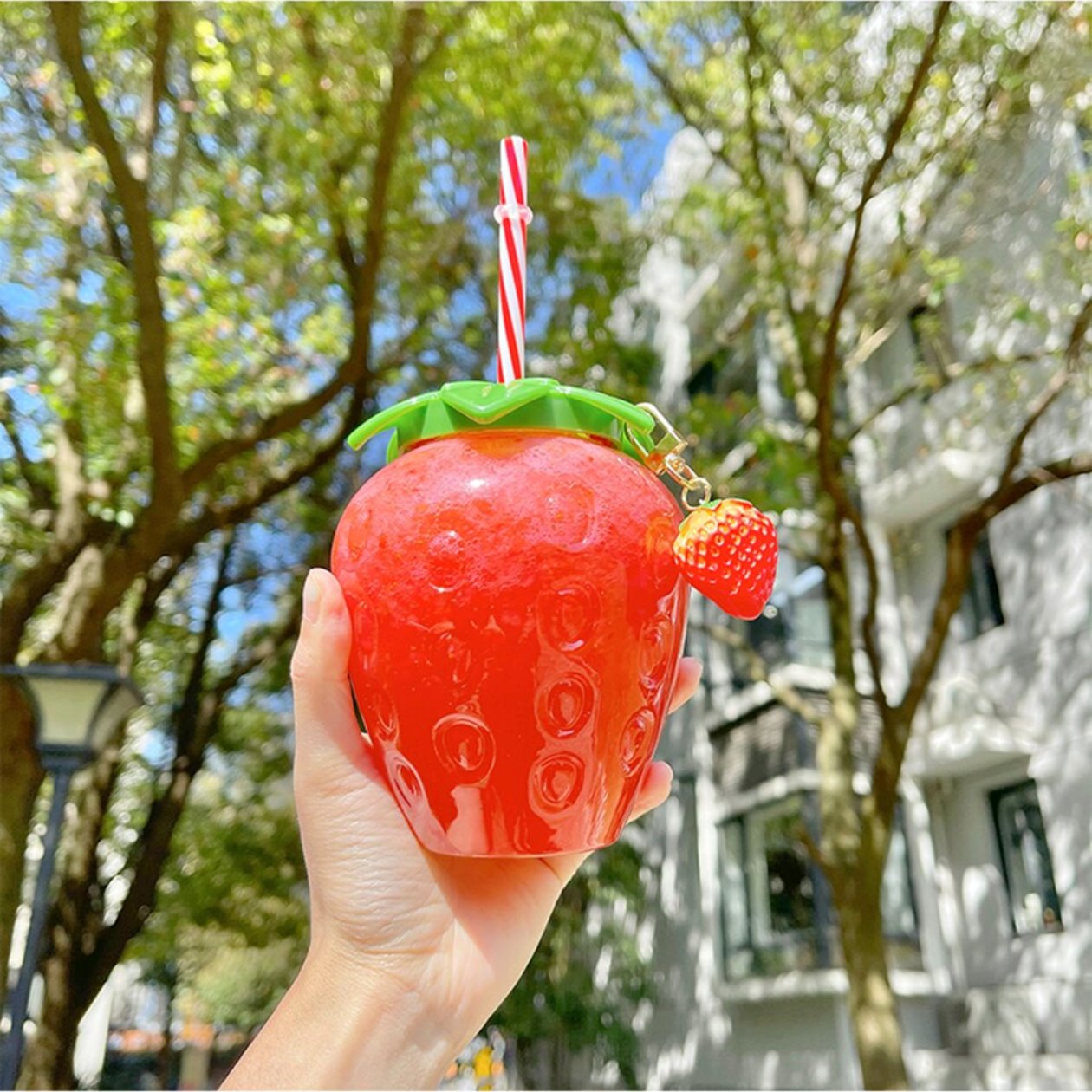 Cute Strawberry Cup with Straw-Enchanted peach