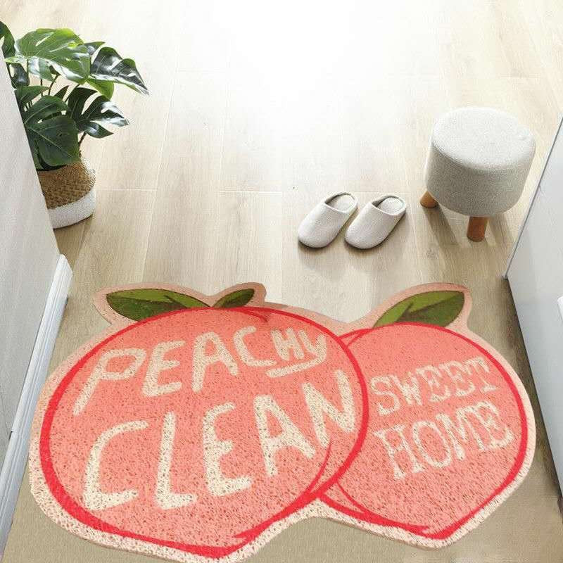 Cute Welcome Cats and Fruits Mat-Enchanted peach