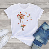 Dandelion Flying Mushroom Seed Tee-Enchanted peach