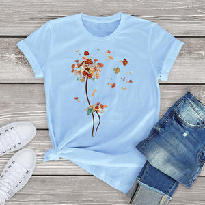 Dandelion Flying Mushroom Seed Tee-Enchanted peach