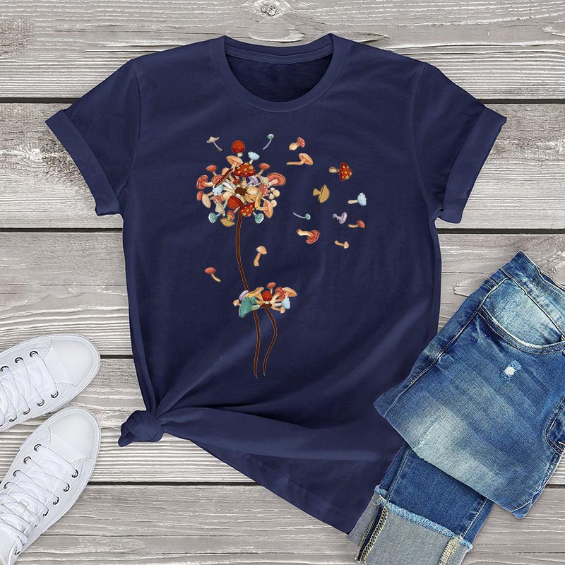 Dandelion Flying Mushroom Seed Tee-Enchanted peach