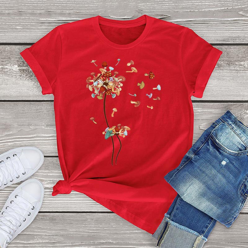 Dandelion Flying Mushroom Seed Tee-Enchanted peach