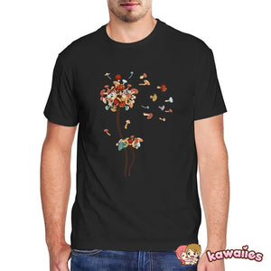 Dandelion Flying Mushroom Seed Tee-Enchanted peach