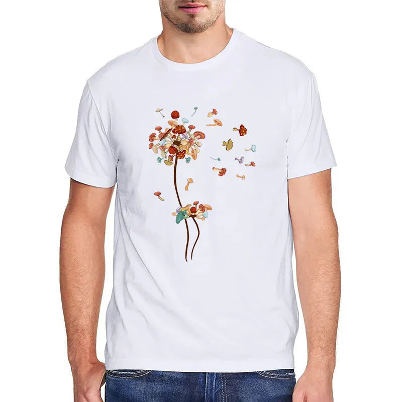 Dandelion Flying Mushroom Seed Tee-Enchanted peach