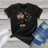 Dandelion Flying Mushroom Seed Tee-Enchanted peach