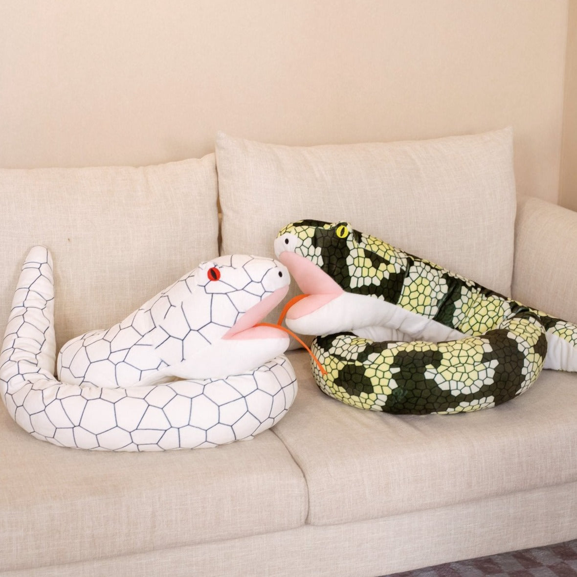 Diablo & Ivy the 63" Snake Plushies-Enchanted peach