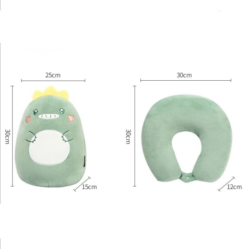 Dino 2 in 1 Travel Neck Support Pillow & Plushie-Enchanted peach