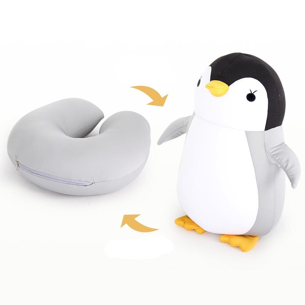 Dino 2 in 1 Travel Neck Support Pillow & Plushie-Enchanted peach