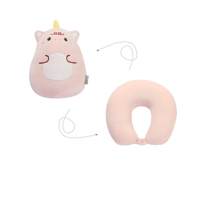 Dino 2 in 1 Travel Neck Support Pillow & Plushie-Enchanted peach