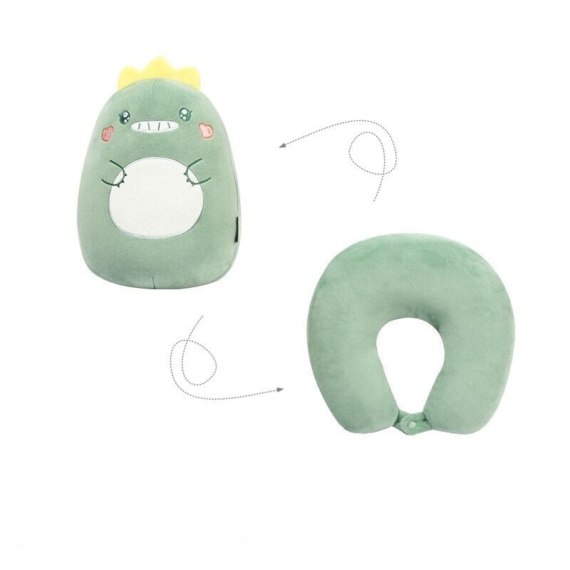 Dino 2 in 1 Travel Neck Support Pillow & Plushie-Enchanted peach