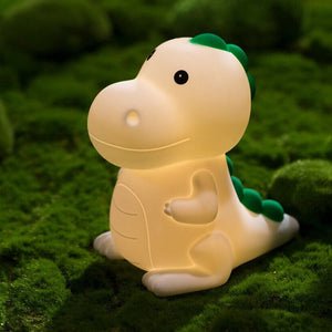 Dinosaur Silicone LED Night Light Cartoon Children-Enchanted peach