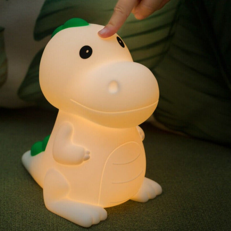 Dinosaur Silicone LED Night Light Cartoon Children-Enchanted peach