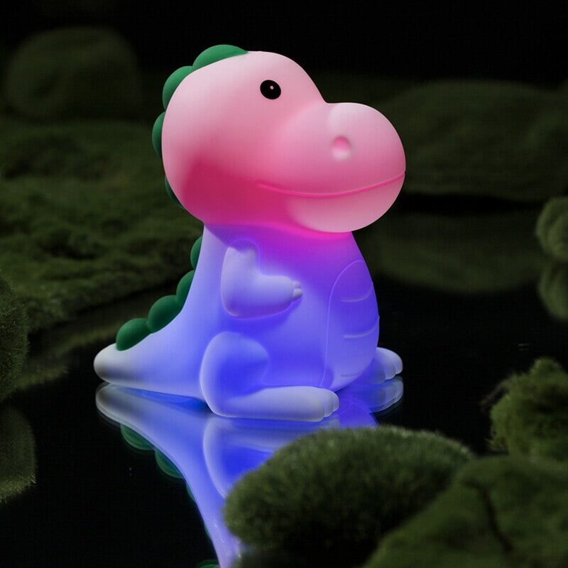 Dinosaur Silicone LED Night Light Cartoon Children-Enchanted peach