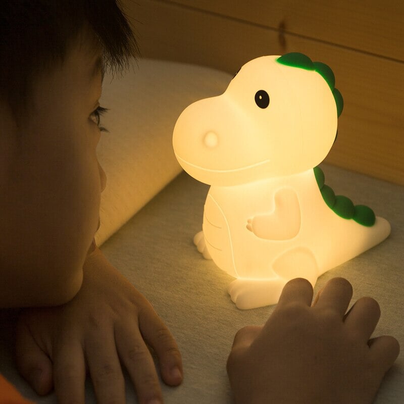 Dinosaur Silicone LED Night Light Cartoon Children-Enchanted peach