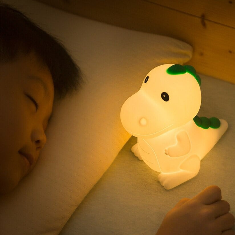 Dinosaur Silicone LED Night Light Cartoon Children-Enchanted peach