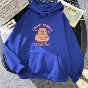 Don't Worry Be Cappy Capybara Donut Unisex Hoodie-Enchanted peach