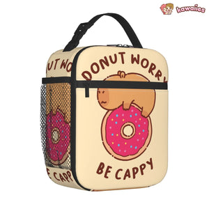 'Donut Worry Be Cappy' Capybara Lunch Bags-Enchanted peach