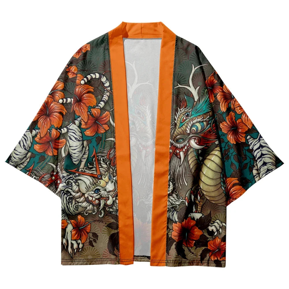 Dragon Unisex Kimono Collection-Enchanted peach