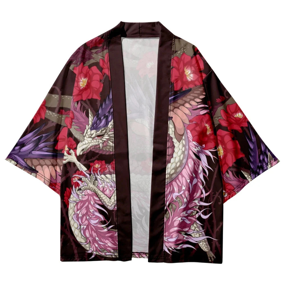 Dragon Unisex Kimono Collection-Enchanted peach