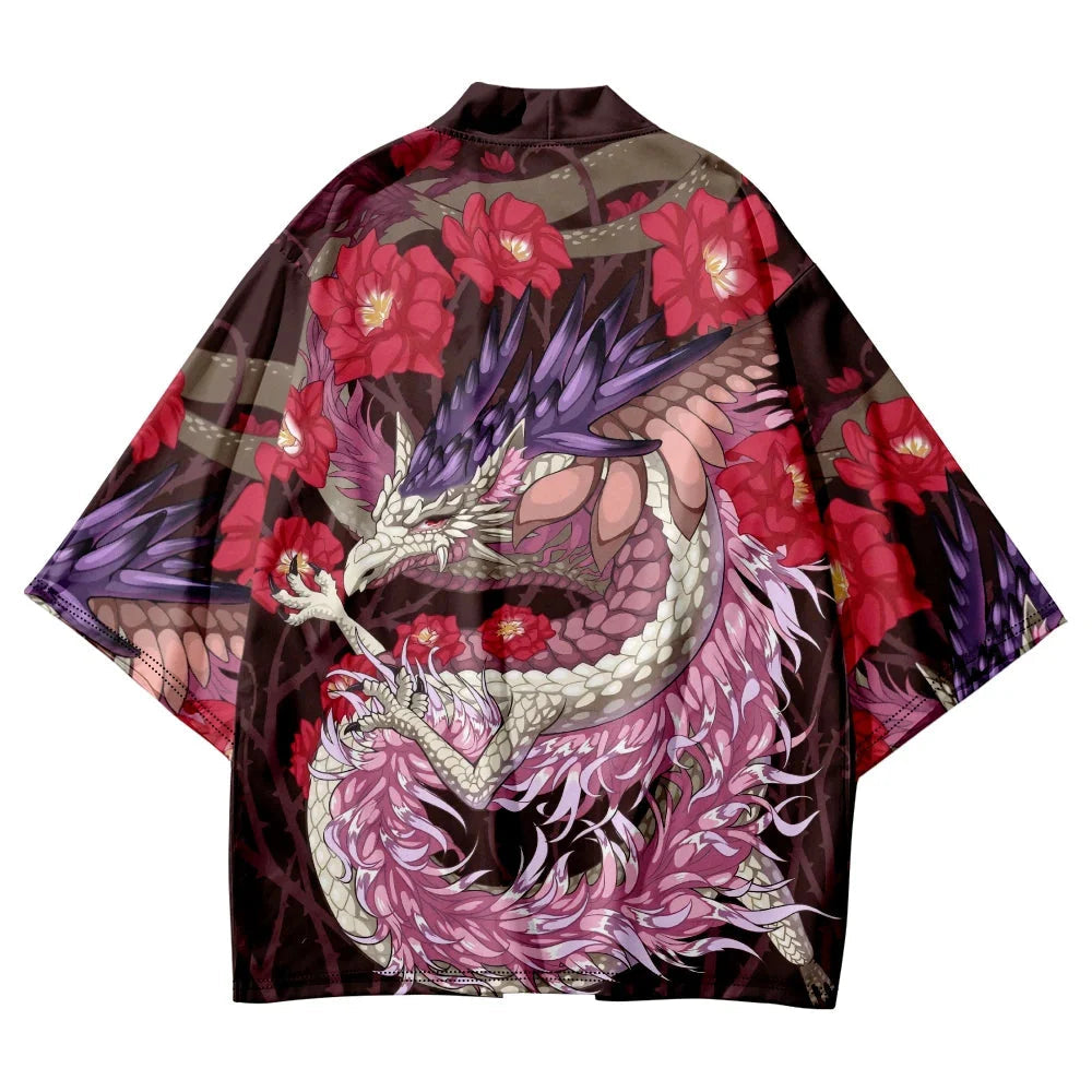 Dragon Unisex Kimono Collection-Enchanted peach