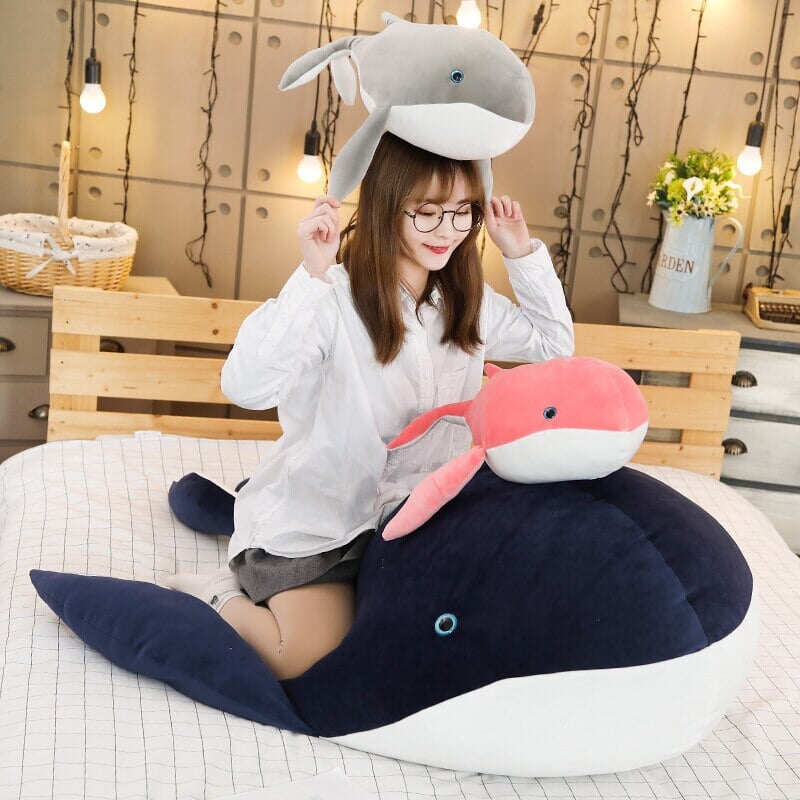 Dreamy Giant Blue Eye Whales Plushie-Enchanted peach