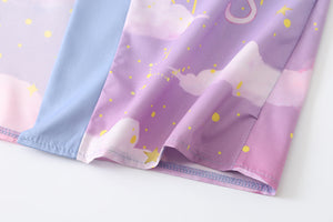 Elegant Sky Clouds Flying Cats Japanese Kimono-Enchanted peach