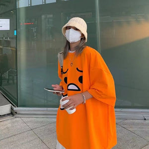 Emoji Expression Oversized Tee-Enchanted peach