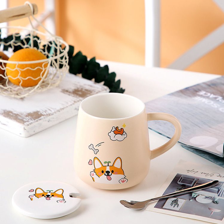 Emotional Corgi Mug-Enchanted peach