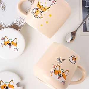 Emotional Corgi Mug-Enchanted peach