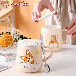 Emotional Corgi Mug-Enchanted peach