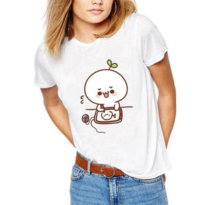 Emotional Kawaii Turnip Cotton Tee-shirt-Enchanted peach