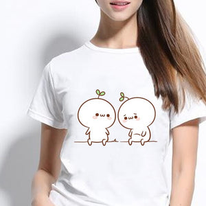 Emotional Kawaii Turnip Cotton Tee-shirt-Enchanted peach